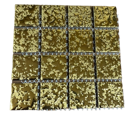 Pate de Verre Or - 2,5 x 2,5 cm, Par 100 gr