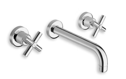 Executive - Robinet Mural 3 Trous Mélangeur - Pour Vasque Avec Dosseret - EVB 1451