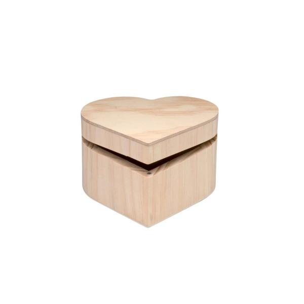 Boîte coeur en bois , 9 x 8,5 x 6cm 