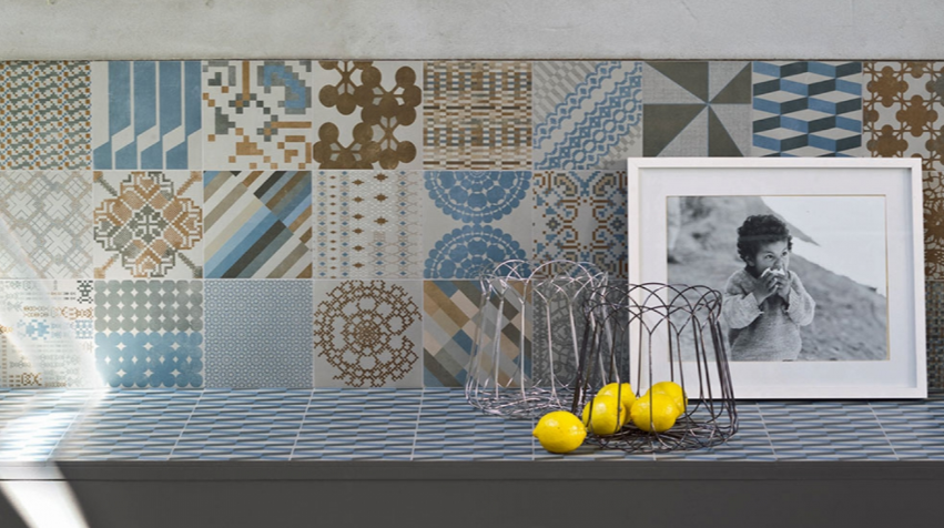 Grès Cérame Emaillé Azulej Combinaison, 20 x 20 cm, Vendu au m², 1 Bte = 1.08