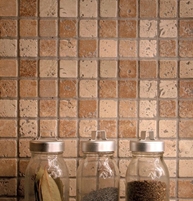 Mosaique de Pierre Squares, 2.3 x 2.3 cm, Vendu à la plaque 