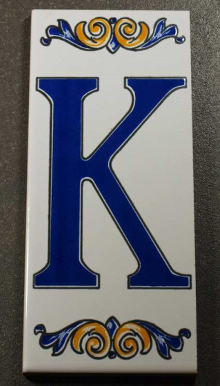 Lettre K en Faïence 6.5 x 15 cm