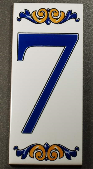 Numéro 7 en Faïence 6.5 x 15 cm