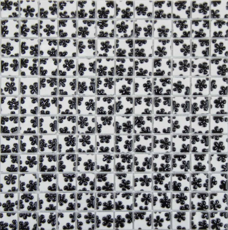 Pate de Verre 2.4 x 2.4 cm Fleur Noire MOS, par 100g