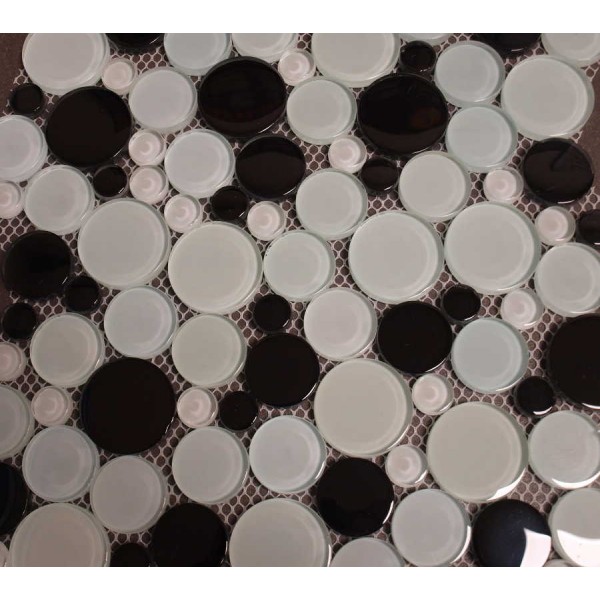 Pate de Verre Mix Rond Noir et Blanc, en plaque