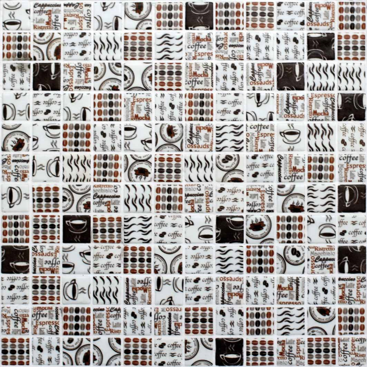 Pate de Verre Motifs Coffee Time 2.5 x 2.5 cm, par 100g