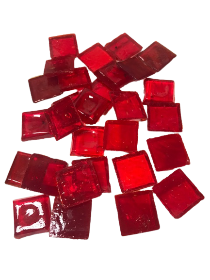 Transparent Rouge 2 x 2 cm, par 100 g