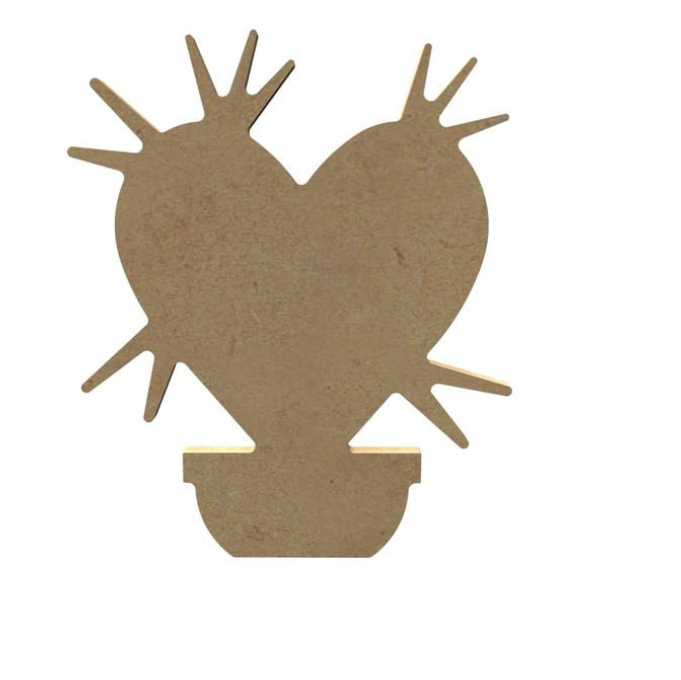 Cactus Cœur en Bois 