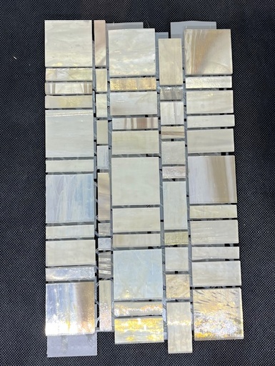 Demi Plaque de Mosaïque Verre Blanc Nacré Beige, Demi plaque