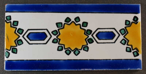 Listel Faience Tunis Triangle Jaune et Vert 7,5 x 15 cm