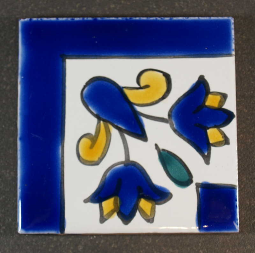 Listel d'Angle Faience Tunis Fleurs Multi 7.5 cm