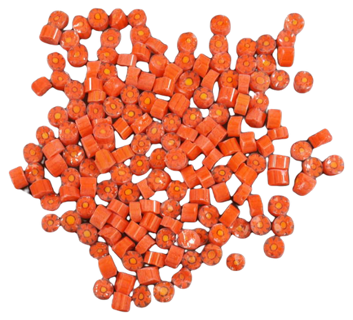 Millifiori n°54 Transparent Fleur Rouge 4-5 mm, par 50g