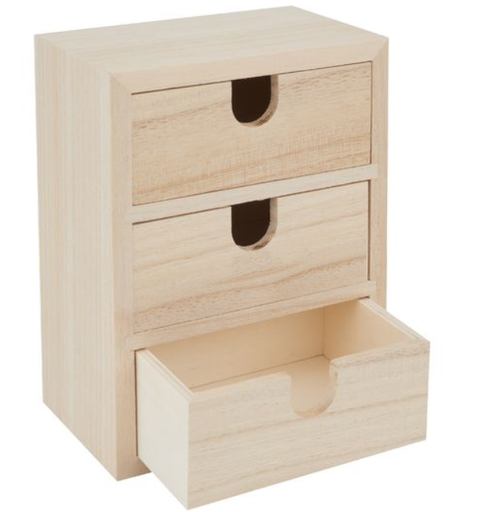 [UC-BIZ185] Mini Commode Bois 3 Tiroirs 15.5 x 8.5 x 8 cm