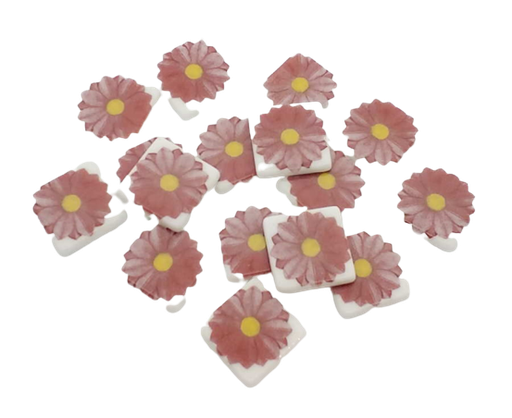 Pate de verre flowers - Rouge 2,4 x 2,4, Par 100g