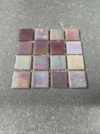 Pate de verre Irisé Mauve 2,4 x 2,4 cm, Par 100g