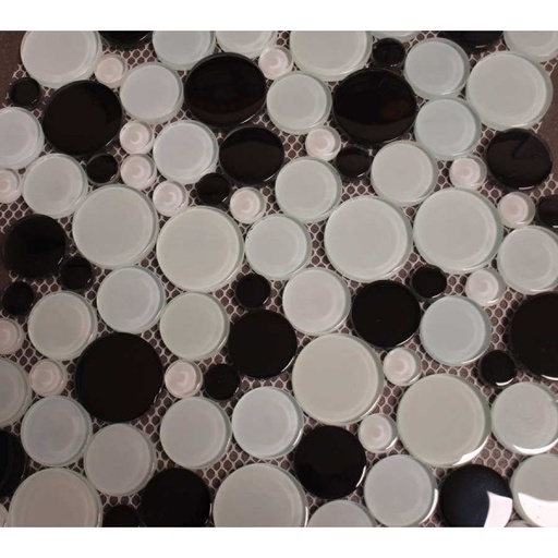 Pate de Verre Mix Rond Noir et Blanc, en plaque