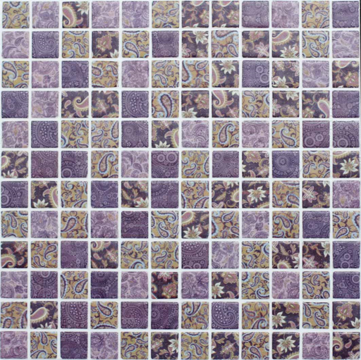 Pate de Verre Motifs Benares Violet 2.5 x 2.5 cm, par 100g