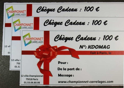 Chèque cadeau de 100€